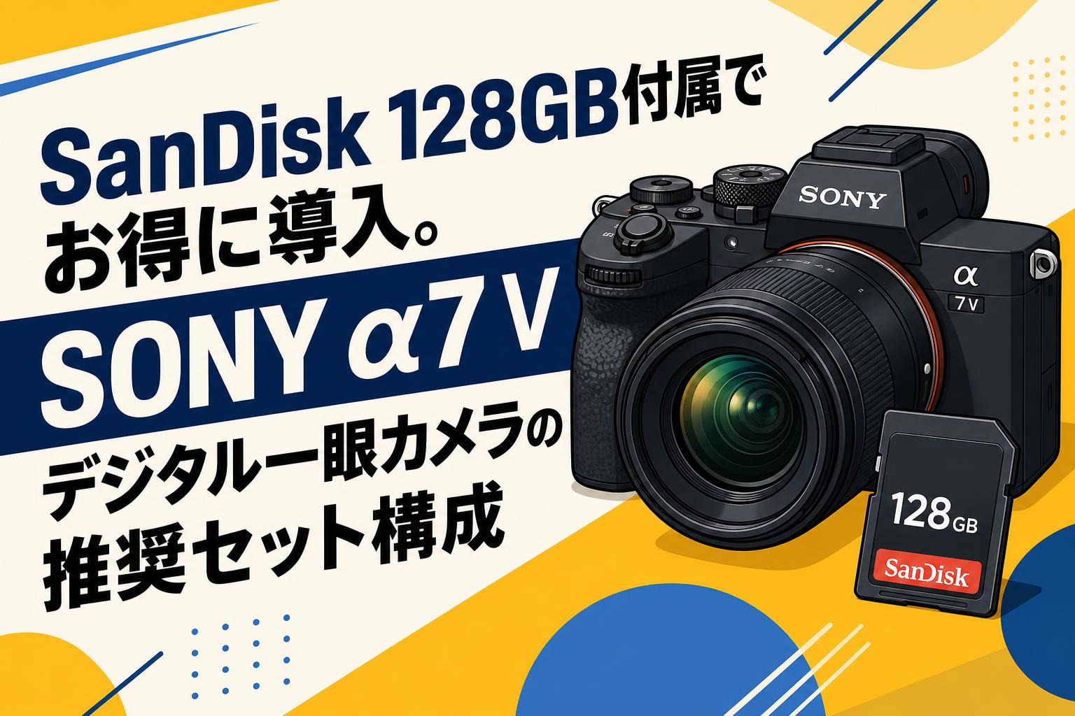 SanDisk 128GB付属でお得に導入。SONY α7 V デジタル一眼カメラの推奨セット構成