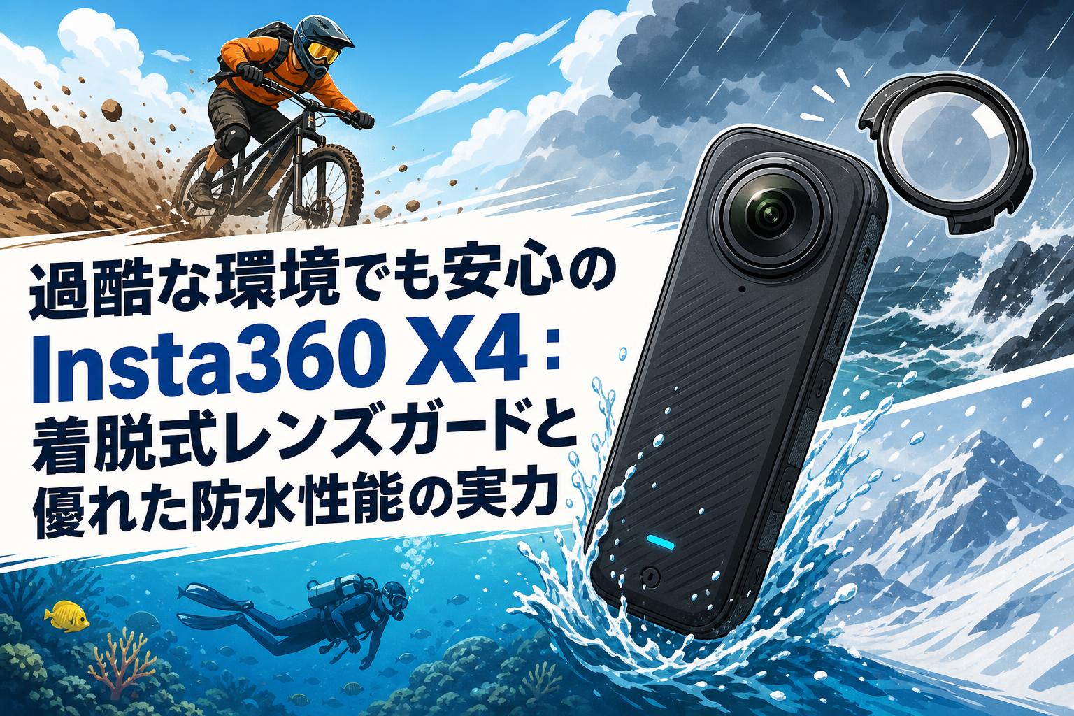 過酷な環境でも安心のInsta360 X4：着脱式レンズガードと優れた防水性能の実力