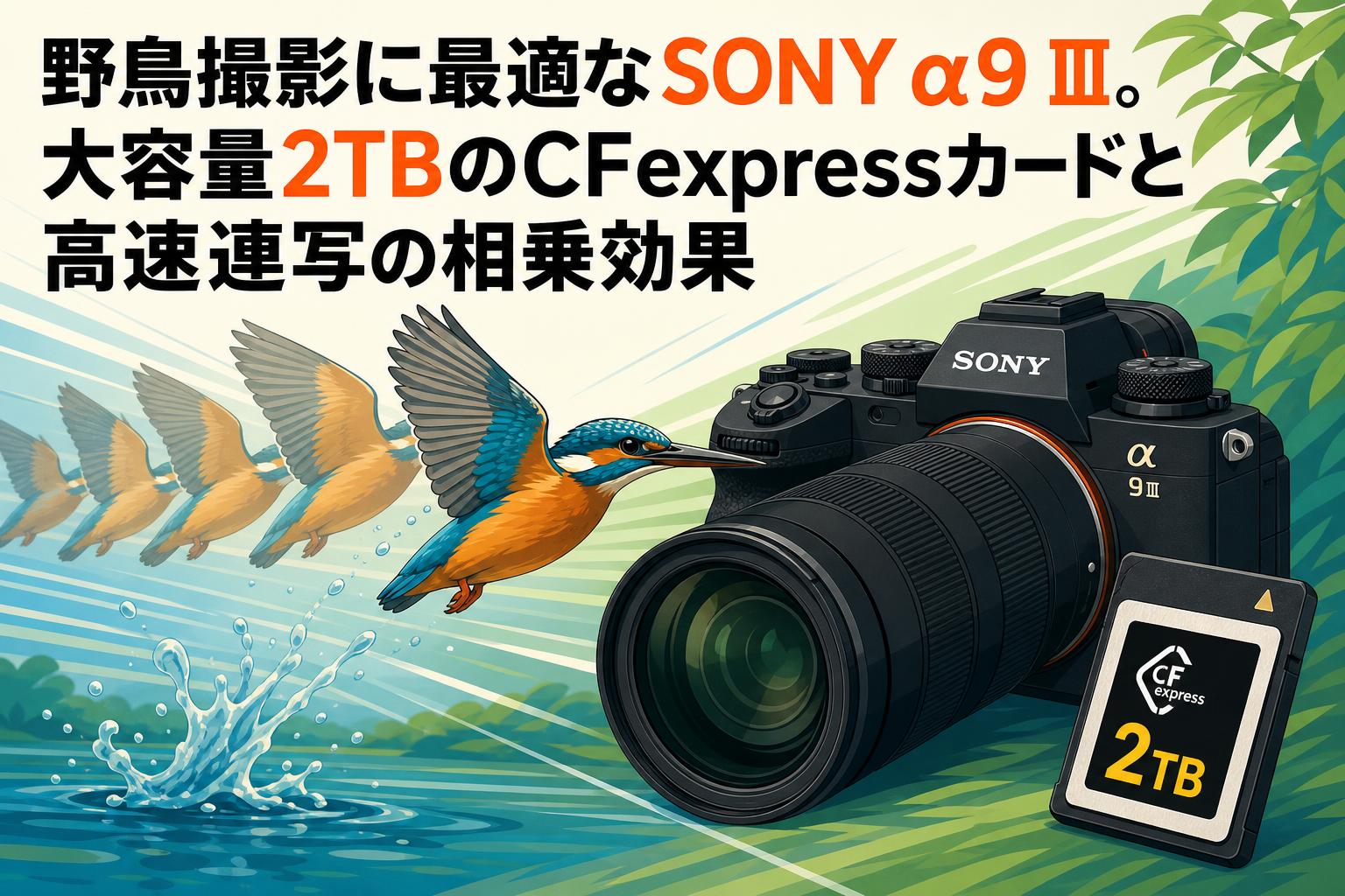 野鳥撮影に最適なSONY α9 Ⅲ。大容量2TBのCFexpressカードと高速連写の相乗効果