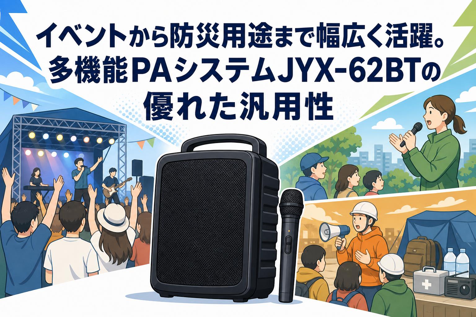イベントから防災用途まで幅広く活躍。多機能PAシステムJYX-62BTの優れた汎用性