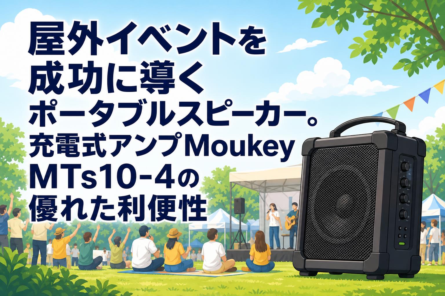 屋外イベントを成功に導くポータブルスピーカー。充電式アンプMoukey MTs10-4の優れた利便性