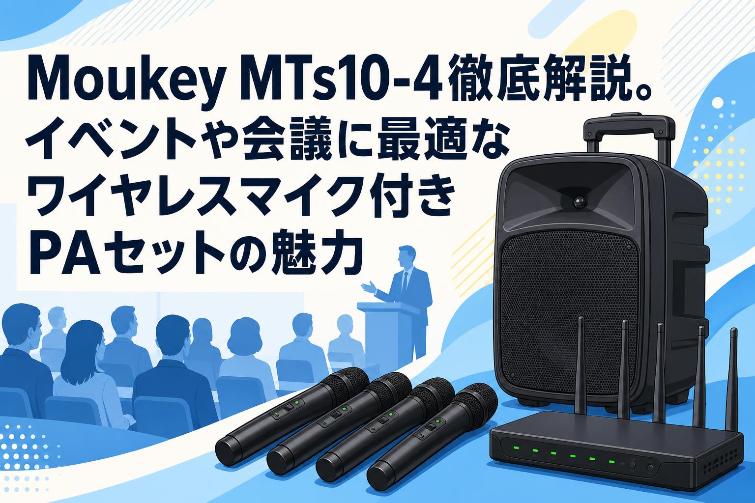 Moukey MTs10-4徹底解説。イベントや会議に最適なワイヤレスマイク付きPAセットの魅力