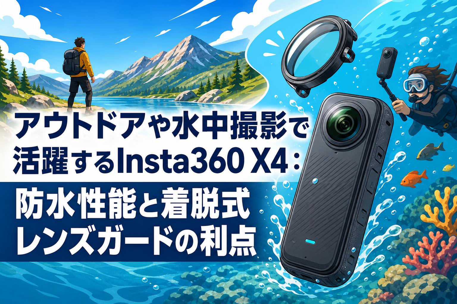 アウトドアや水中撮影で活躍するInsta360 X4：防水性能と着脱式レンズガードの利点
