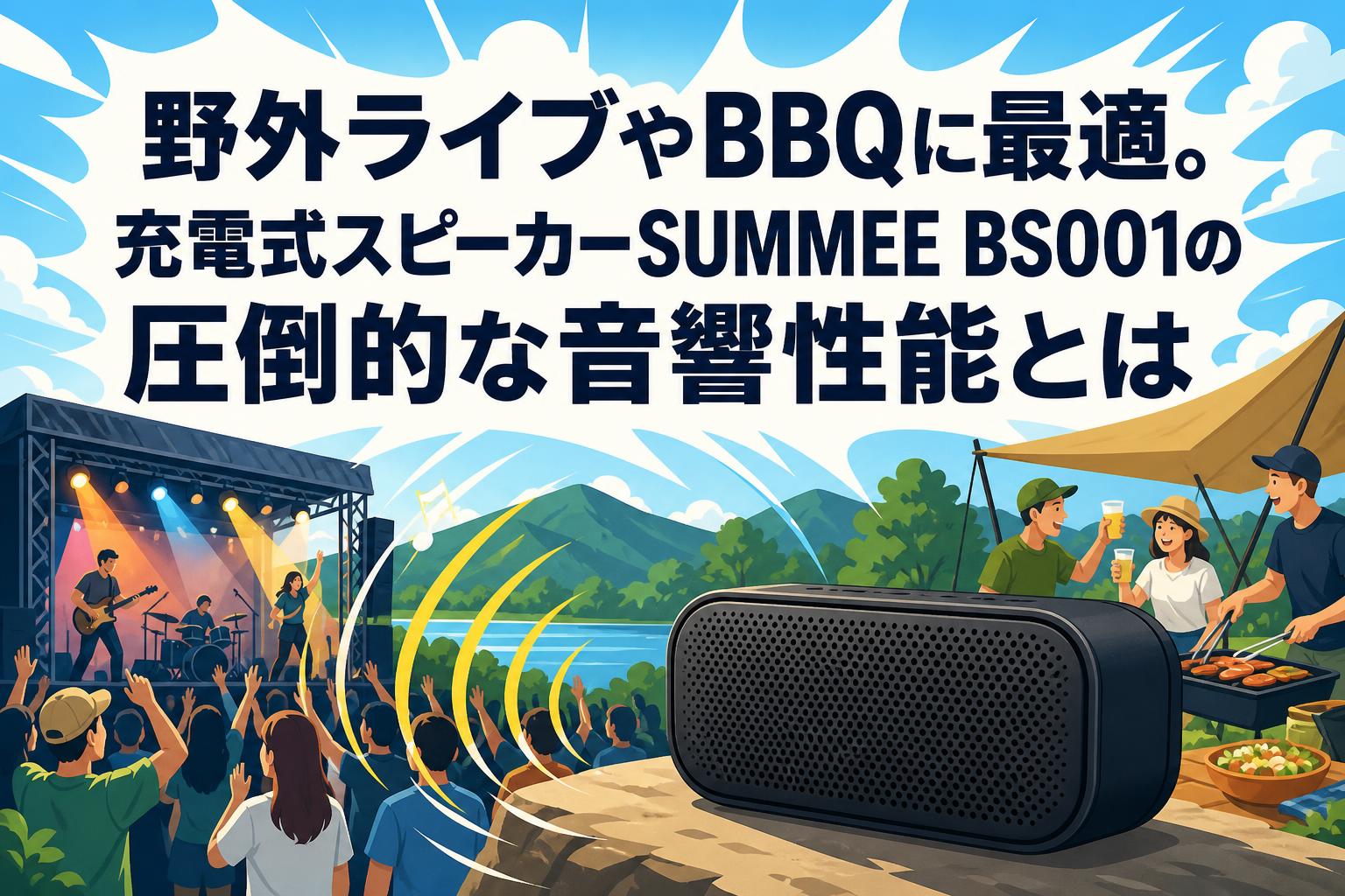 野外ライブやBBQに最適。充電式スピーカーSUMMEE BS001の圧倒的な音響性能とは