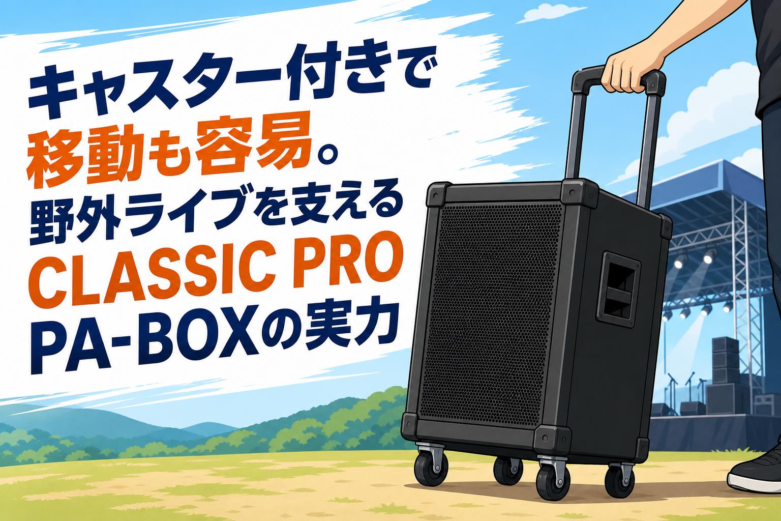 キャスター付きで移動も容易。野外ライブを支えるCLASSIC PRO PA-BOXの実力