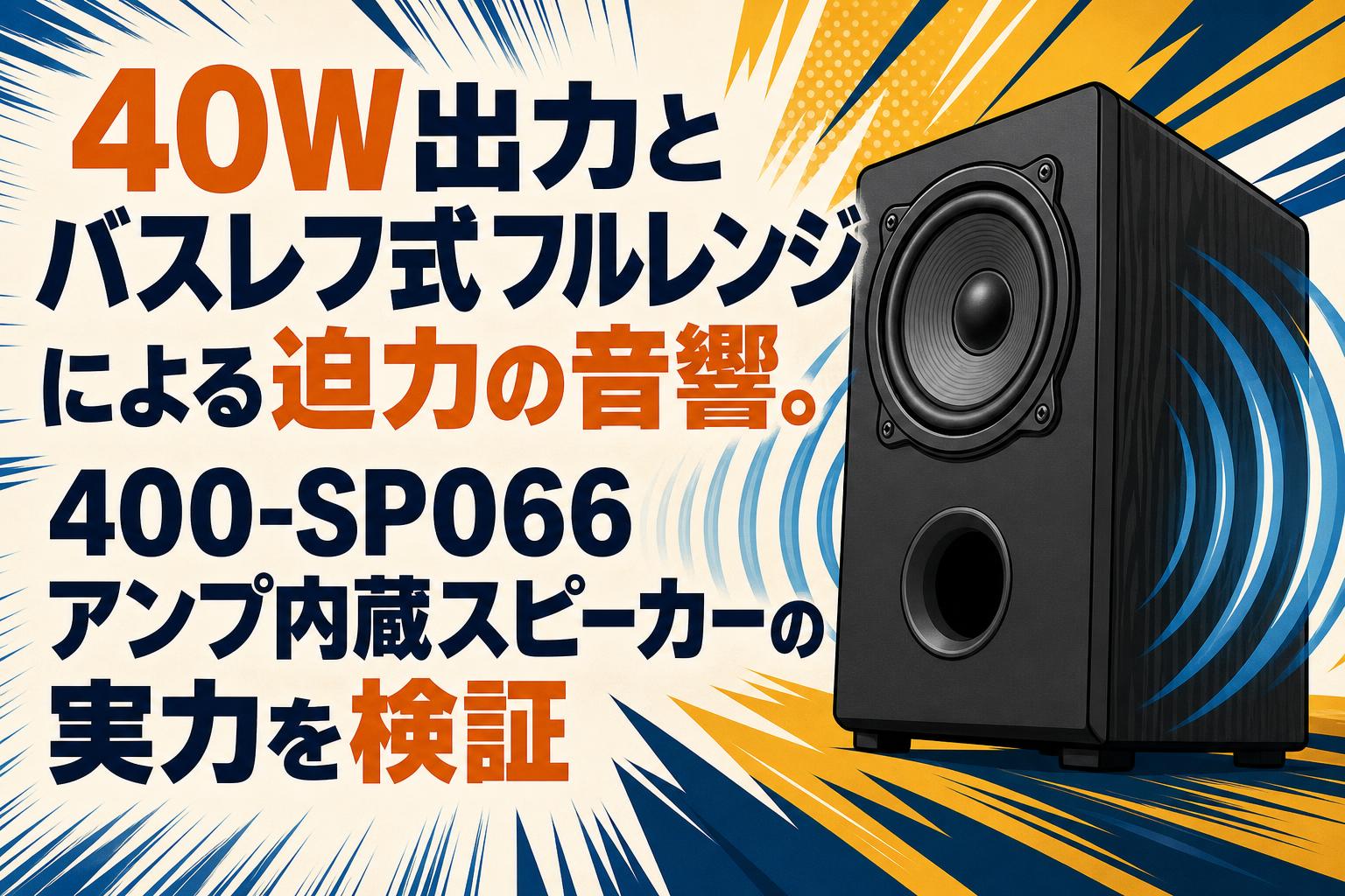 40W出力とバスレフ式フルレンジによる迫力の音響。400-SP066アンプ内蔵スピーカーの実力を検証