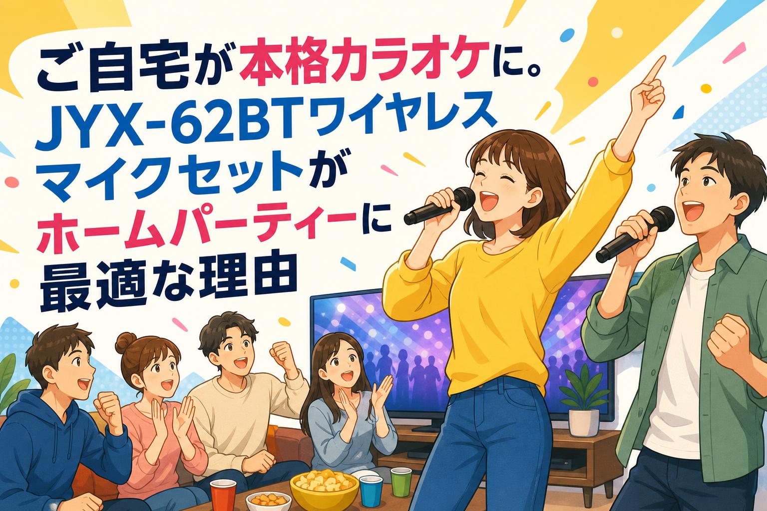 ご自宅が本格カラオケに。JYX-62BTワイヤレスマイクセットがホームパーティーに最適な理由