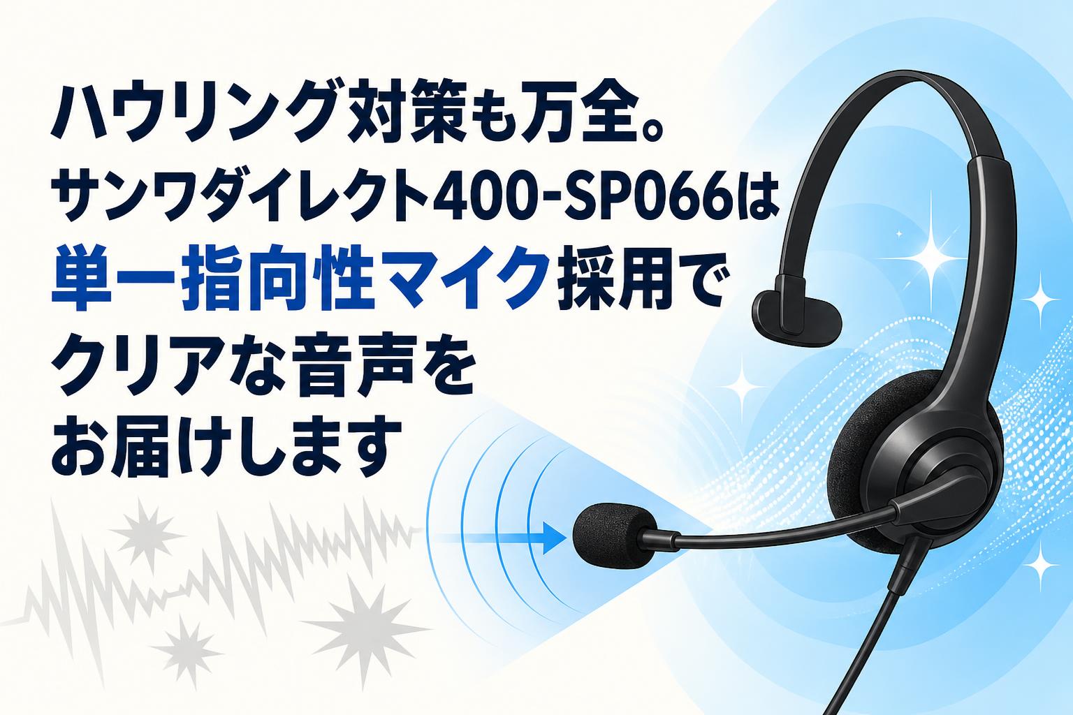 ハウリング対策も万全。サンワダイレクト400-SP066は単一指向性マイク採用でクリアな音声をお届けします