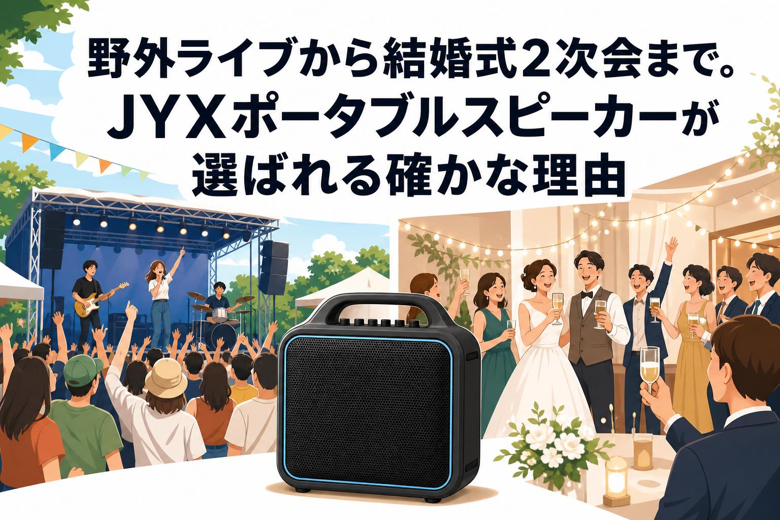 野外ライブから結婚式2次会まで。JYXポータブルスピーカーが選ばれる確かな理由