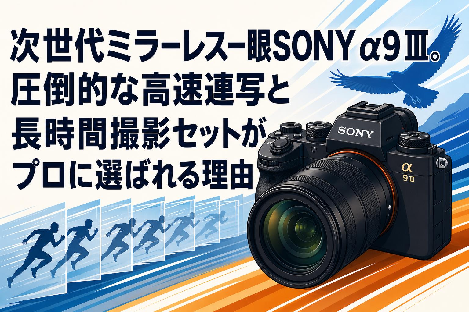 次世代ミラーレス一眼SONY α9 Ⅲ。圧倒的な高速連写と長時間撮影セットがプロに選ばれる理由