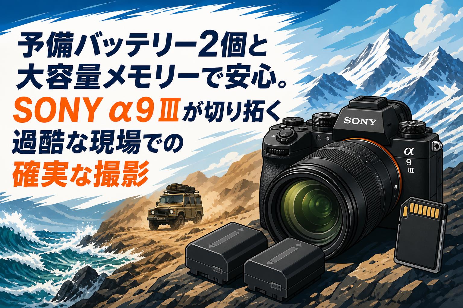 予備バッテリー2個と大容量メモリーで安心。SONY α9 Ⅲが切り拓く過酷な現場での確実な撮影