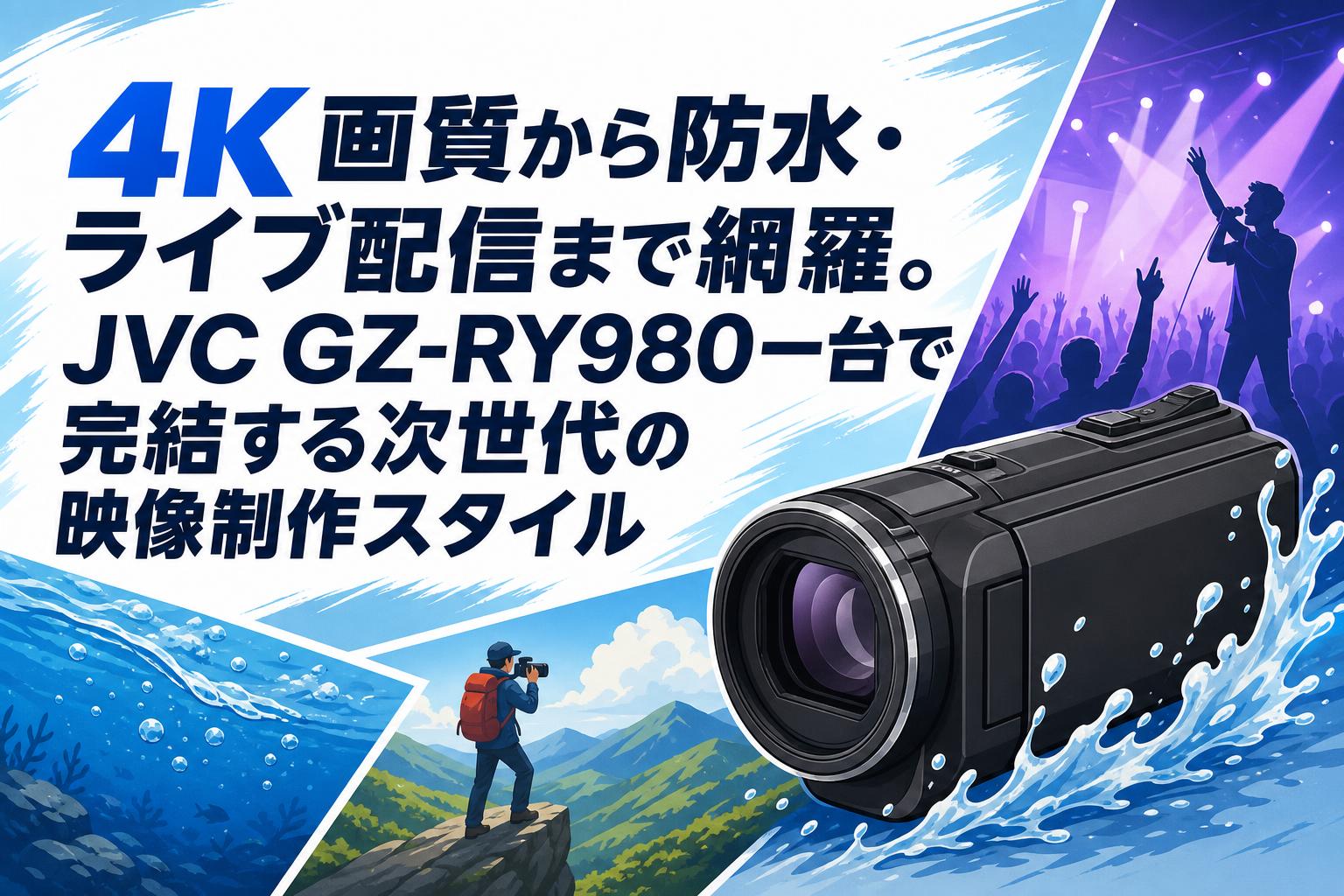 4K画質から防水・ライブ配信まで網羅。JVC GZ-RY980一台で完結する次世代の映像制作スタイル