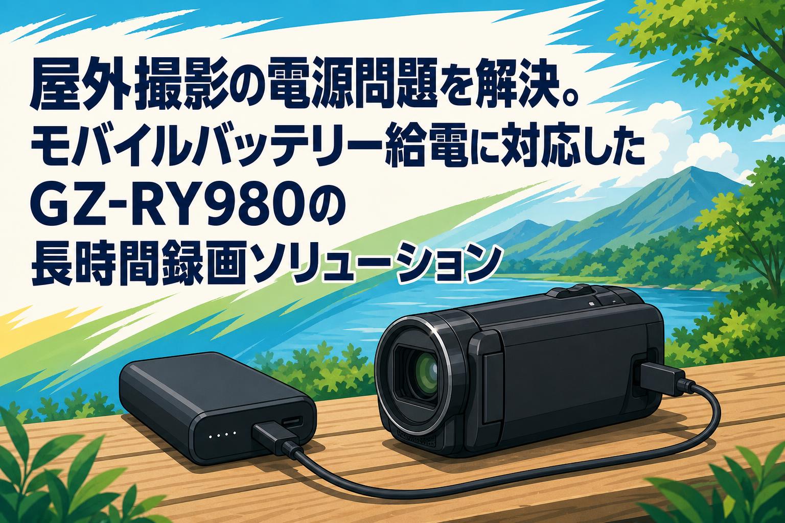 屋外撮影の電源問題を解決。モバイルバッテリー給電に対応したGZ-RY980の長時間録画ソリューション