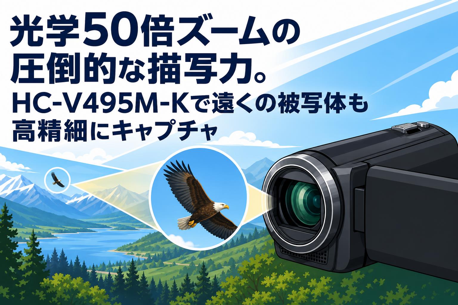光学50倍ズームの圧倒的な描写力。HC-V495M-Kで遠くの被写体も高精細にキャプチャ