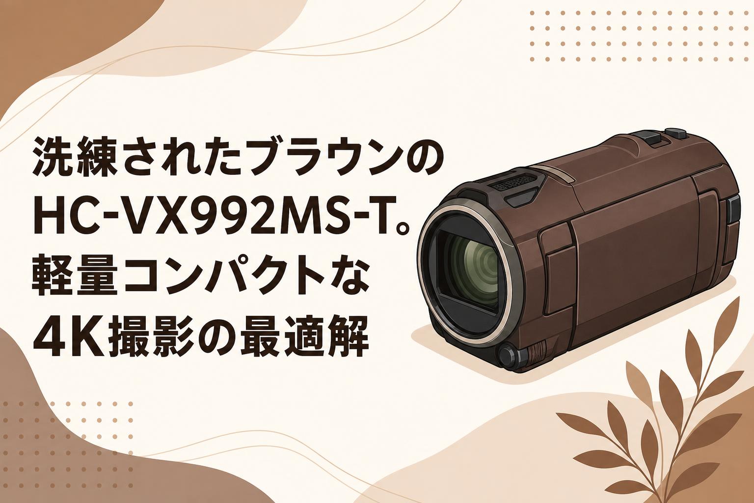 洗練されたブラウンのHC-VX992MS-T。軽量コンパクトな4K撮影の最適解