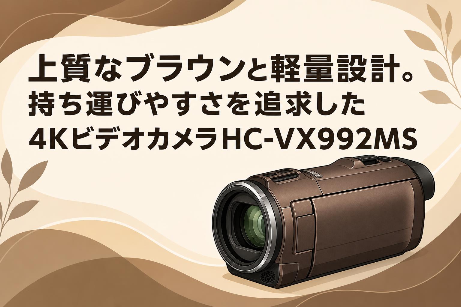上質なブラウンと軽量設計。持ち運びやすさを追求した4KビデオカメラHC-VX992MS