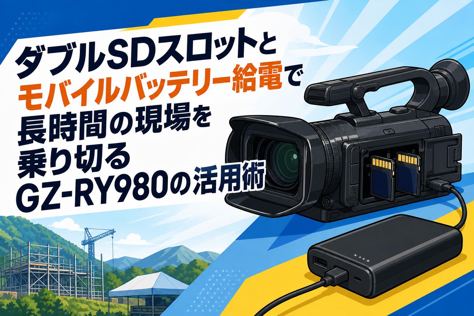 ダブルSDスロットとモバイルバッテリー給電で長時間の現場を乗り切るGZ-RY980の活用術