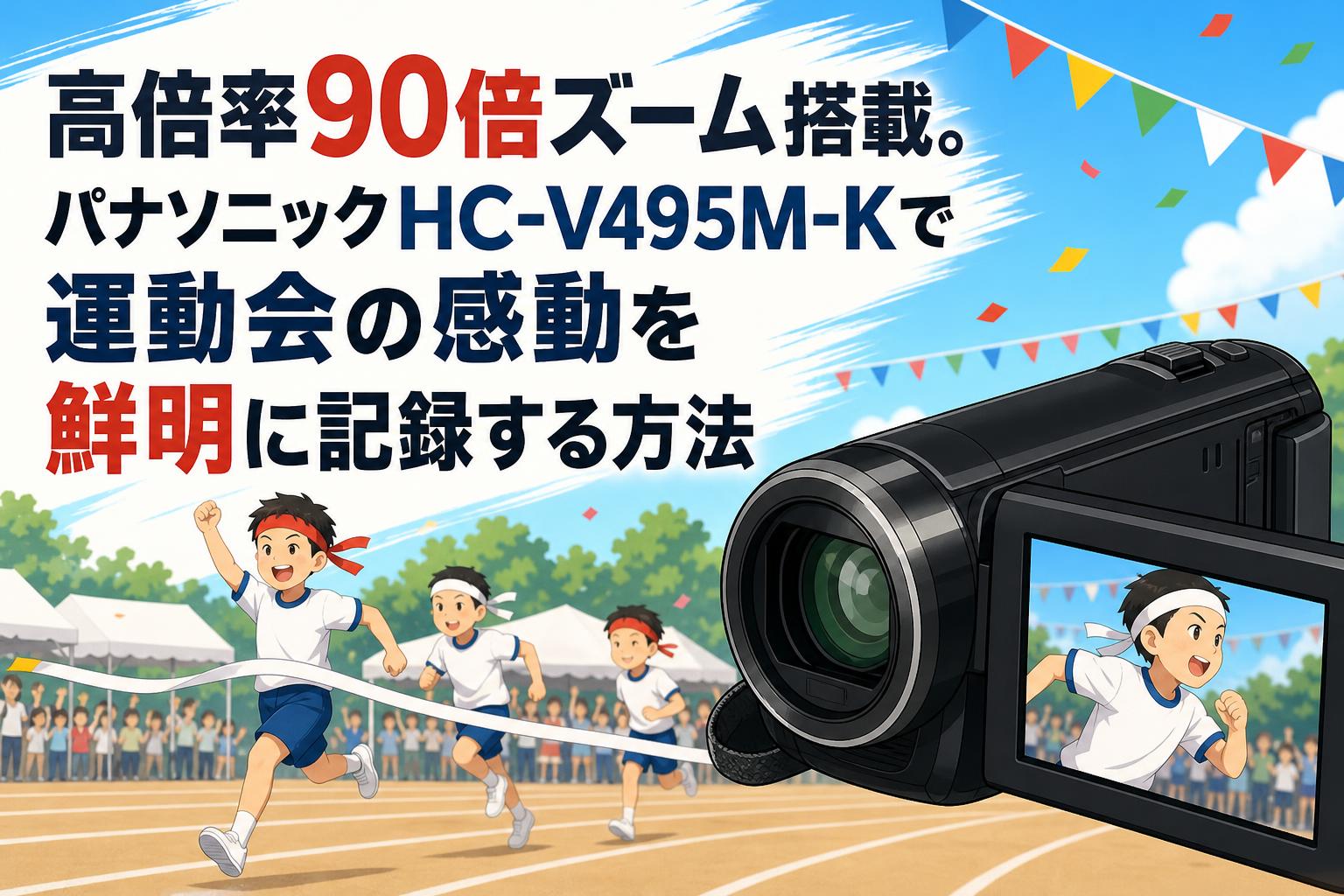 高倍率90倍ズーム搭載。パナソニックHC-V495M-Kで運動会の感動を鮮明に記録する方法