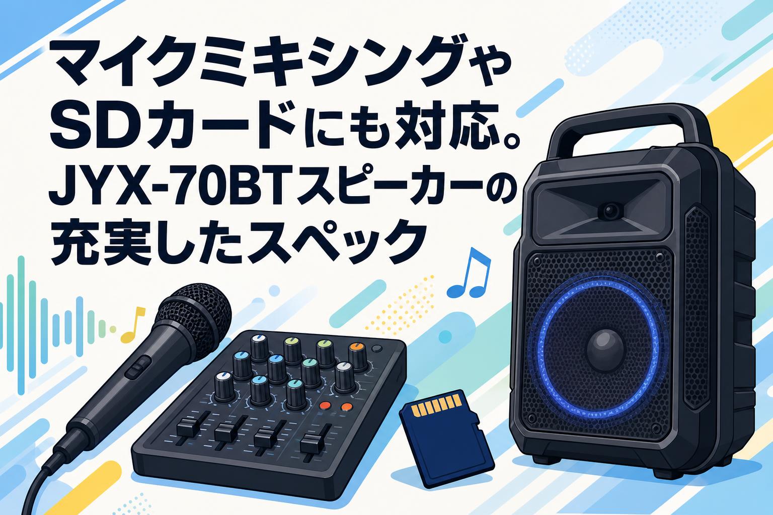 マイクミキシングやSDカードにも対応。JYX-70BTスピーカーの充実したスペック