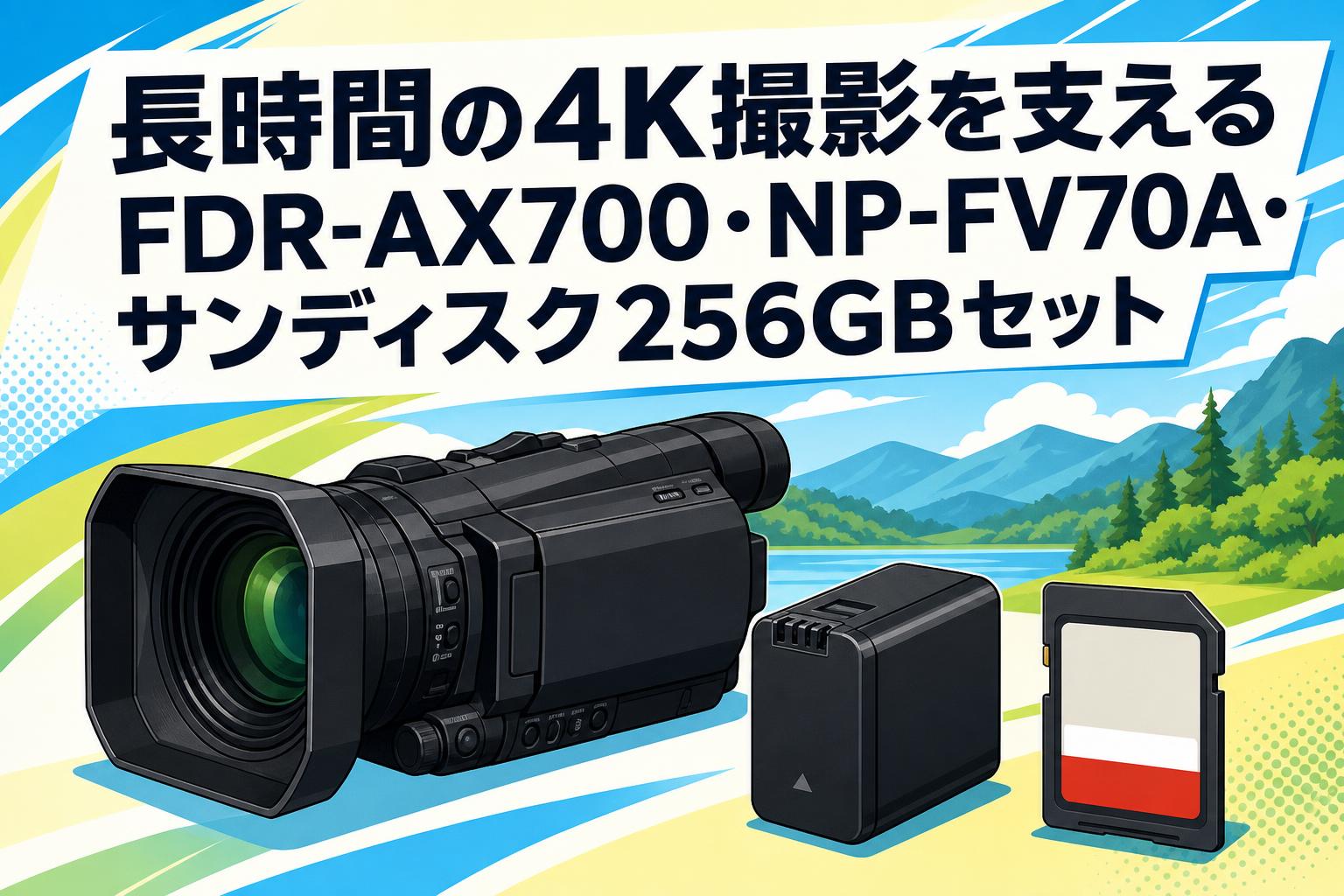 長時間の4K撮影を支えるFDR-AX700・NP-FV70A・サンディスク256GBセット