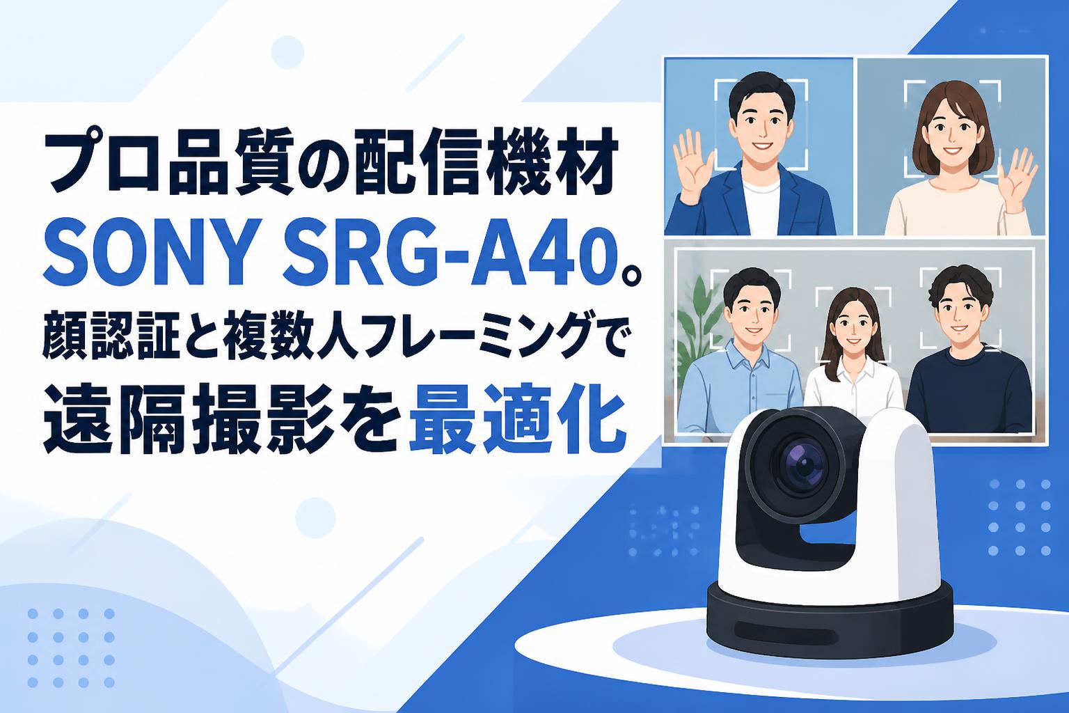 プロ品質の配信機材SONY SRG-A40。顔認証と複数人フレーミングで遠隔撮影を最適化