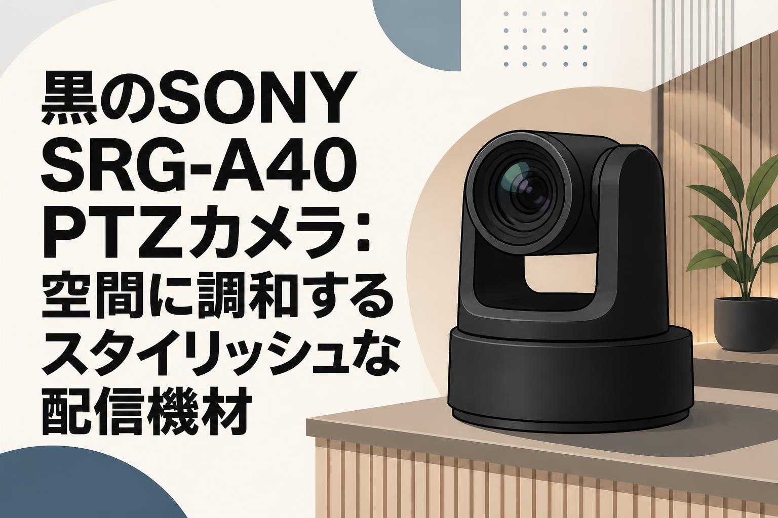 黒のSONY SRG-A40 PTZカメラ：空間に調和するスタイリッシュな配信機材