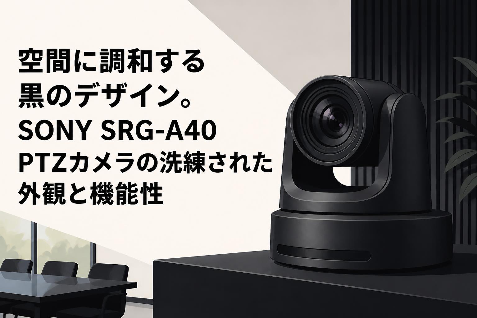空間に調和する黒のデザイン。SONY SRG-A40 PTZカメラの洗練された外観と機能性