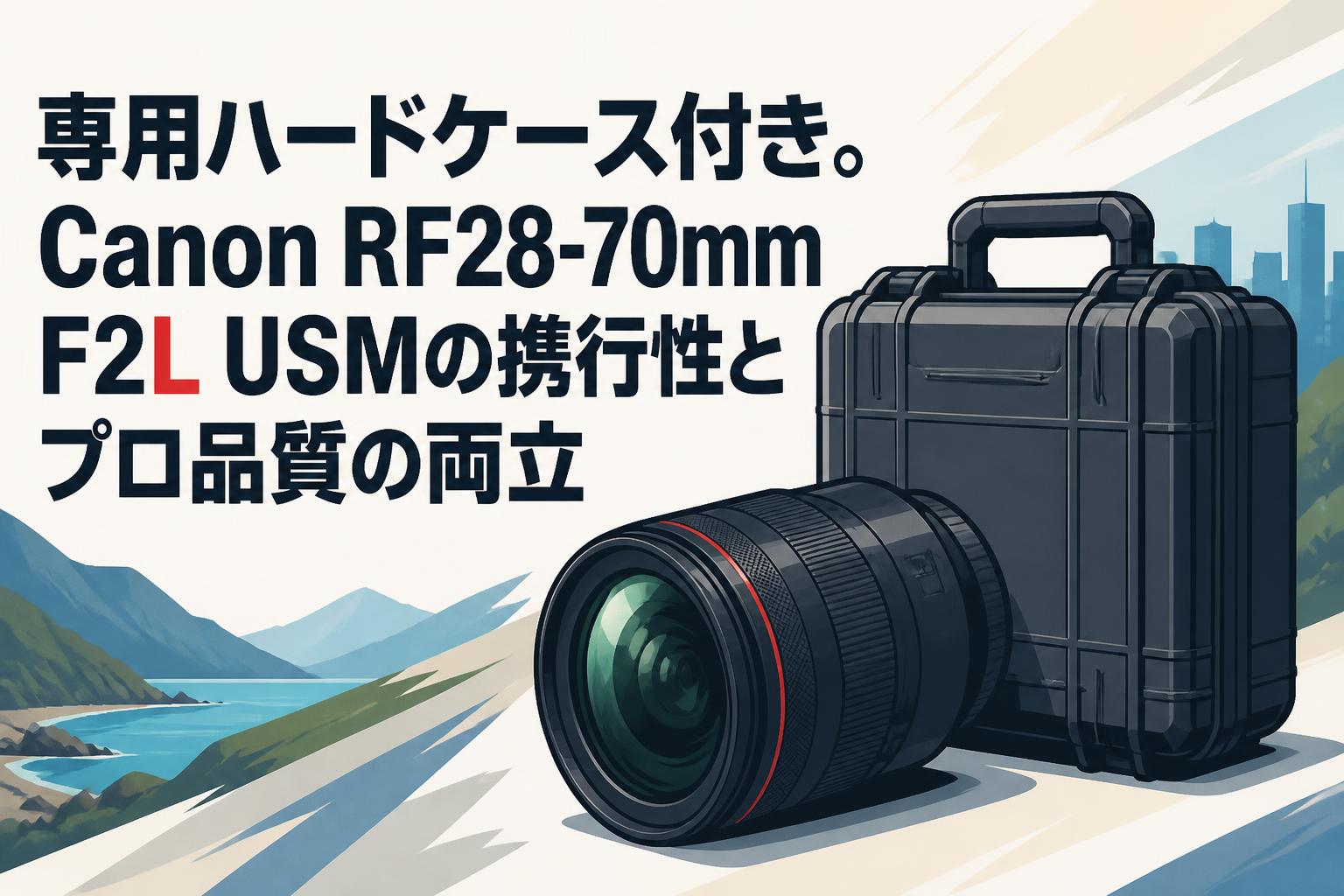 専用ハードケース付き。Canon RF28-70mm F2L USMの携行性とプロ品質の両立