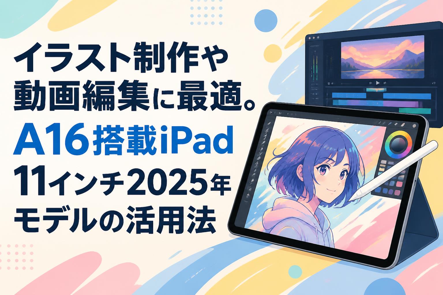 イラスト制作や動画編集に最適。A16搭載iPad 11インチ2025年モデルの活用法