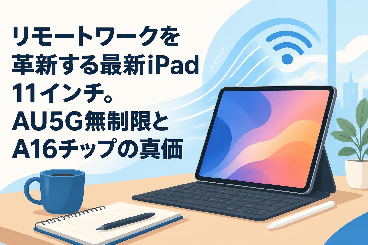 リモートワークを革新する最新iPad 11インチ。AU5G無制限とA16チップの真価