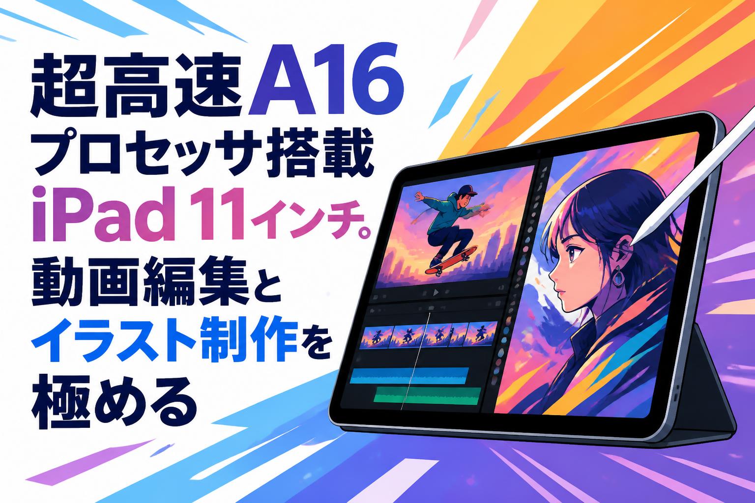 超高速A16プロセッサ搭載iPad 11インチ。動画編集とイラスト制作を極める