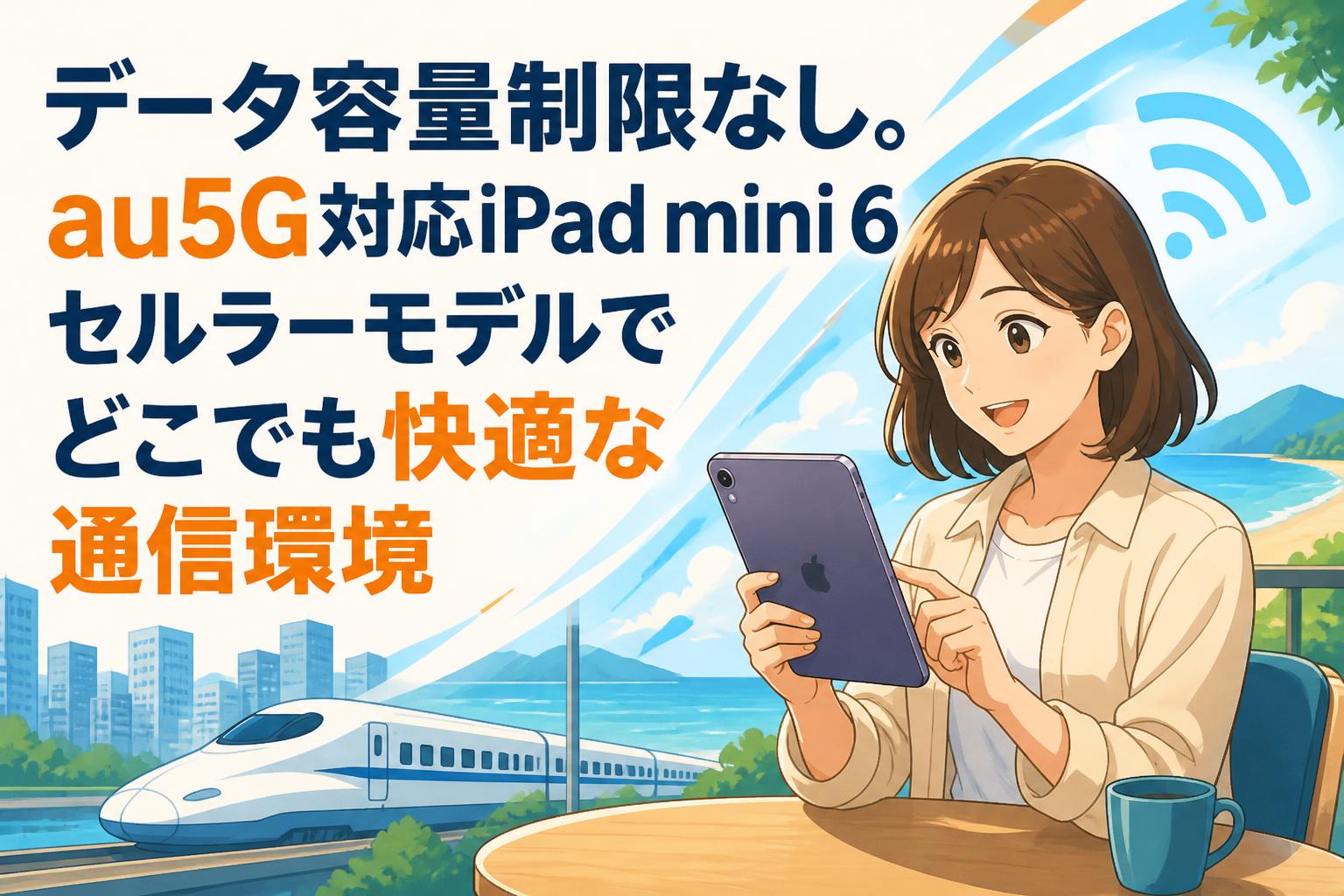 データ容量制限なし。au5G対応iPad mini 6セルラーモデルでどこでも快適な通信環境