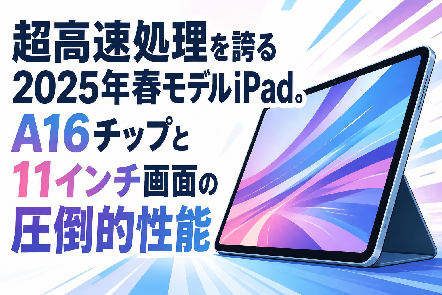 超高速処理を誇る2025年春モデルiPad。A16チップと11インチ画面の圧倒的性能