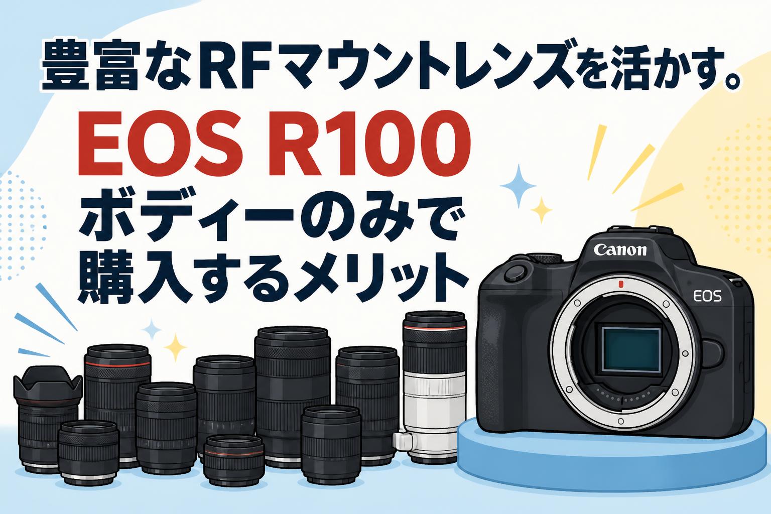 豊富なRFマウントレンズを活かす。EOS R100ボディーのみで購入するメリット