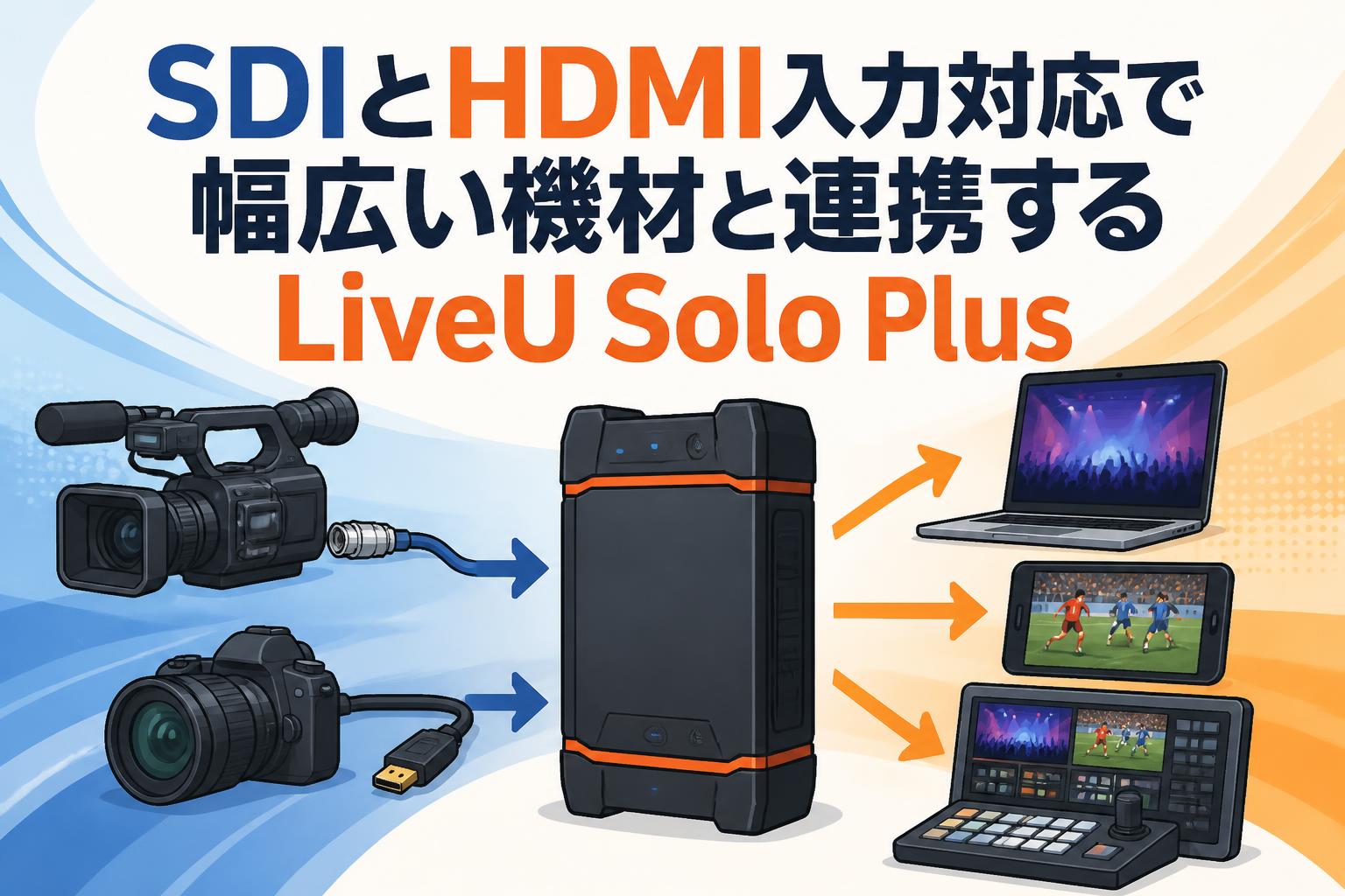 SDIとHDMI入力対応で幅広い機材と連携するLiveU Solo Plus