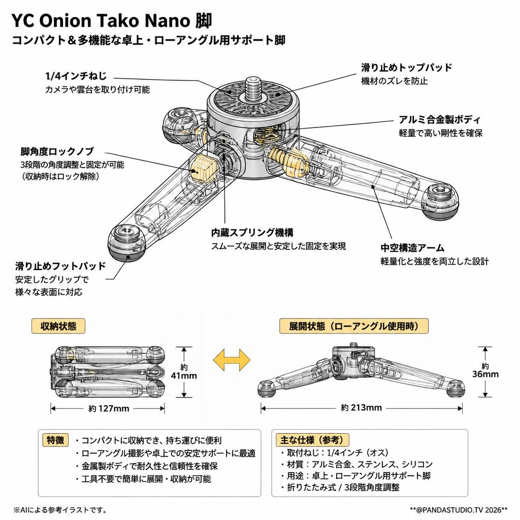 YC Onion Tako Nano 脚 スペック