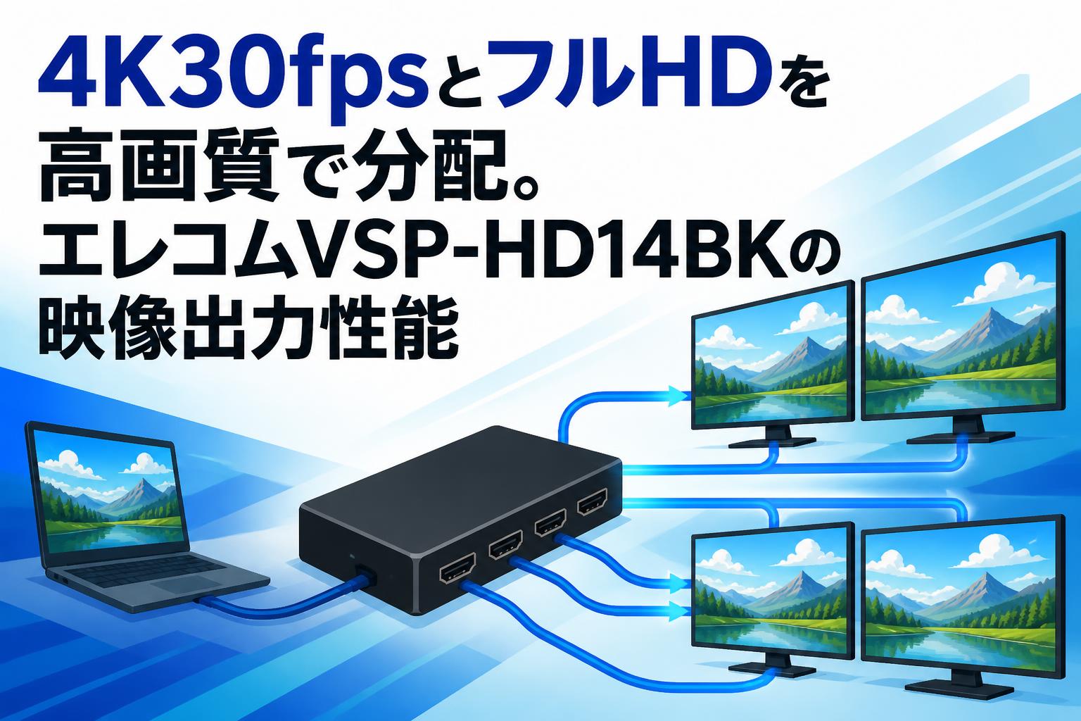 4K30fpsとフルHDを高画質で分配。エレコムVSP-HD14BKの映像出力性能