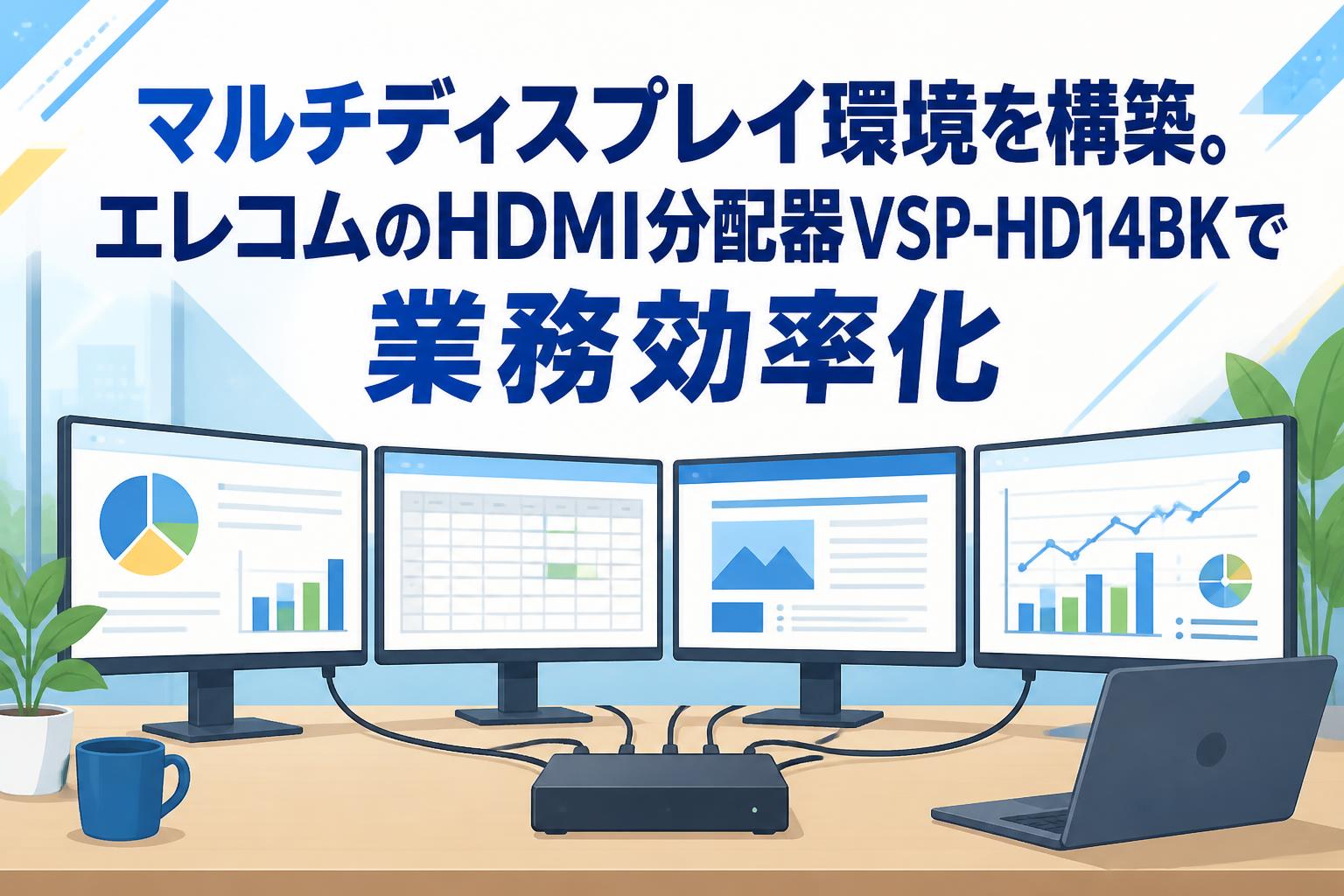 マルチディスプレイ環境を構築。エレコムのHDMI分配器VSP-HD14BKで業務効率化