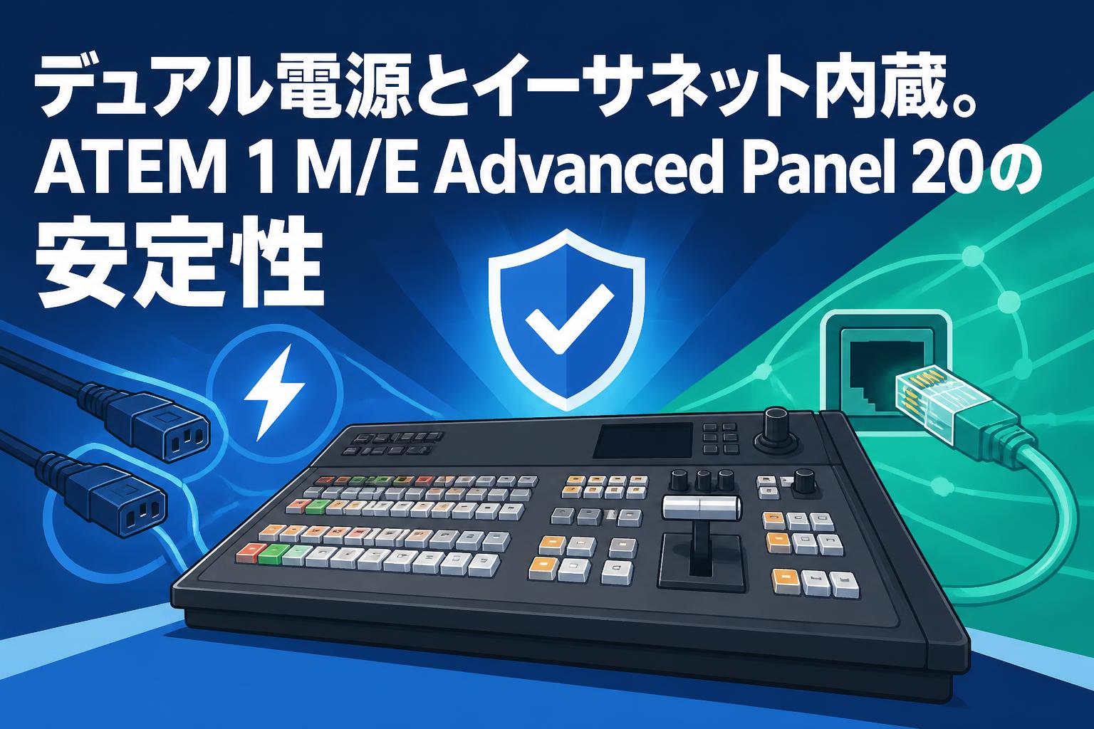 デュアル電源とイーサネット内蔵。ATEM 1 M/E Advanced Panel 20の安定性