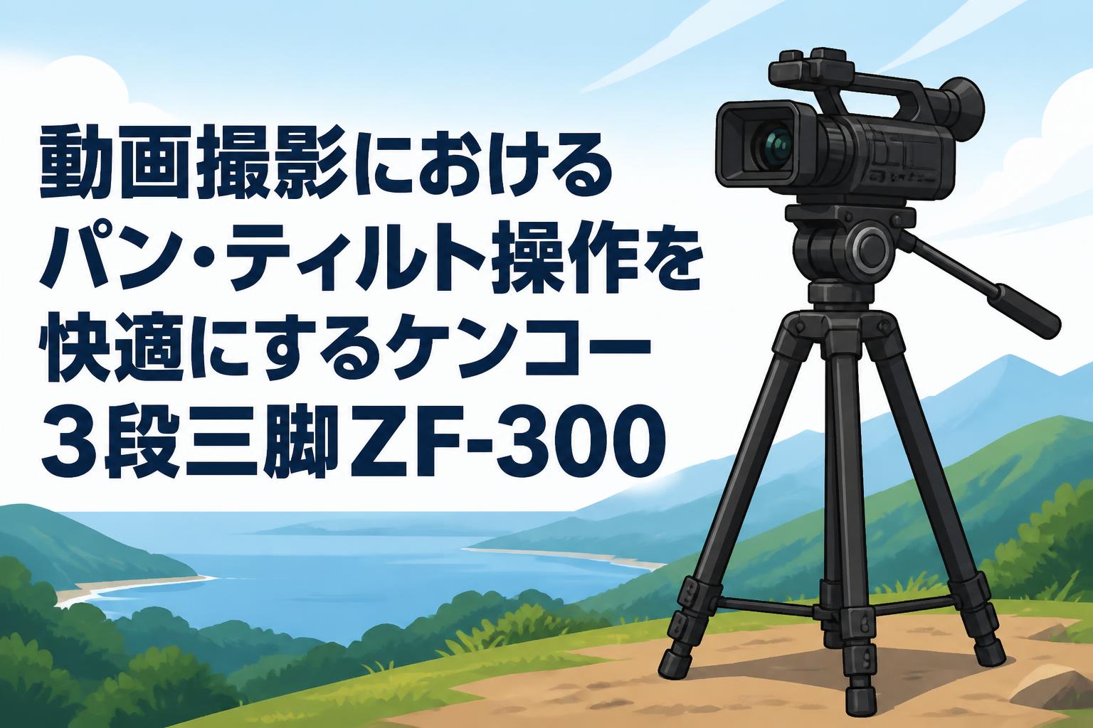 動画撮影におけるパン・ティルト操作を快適にするケンコー3段三脚ZF-300