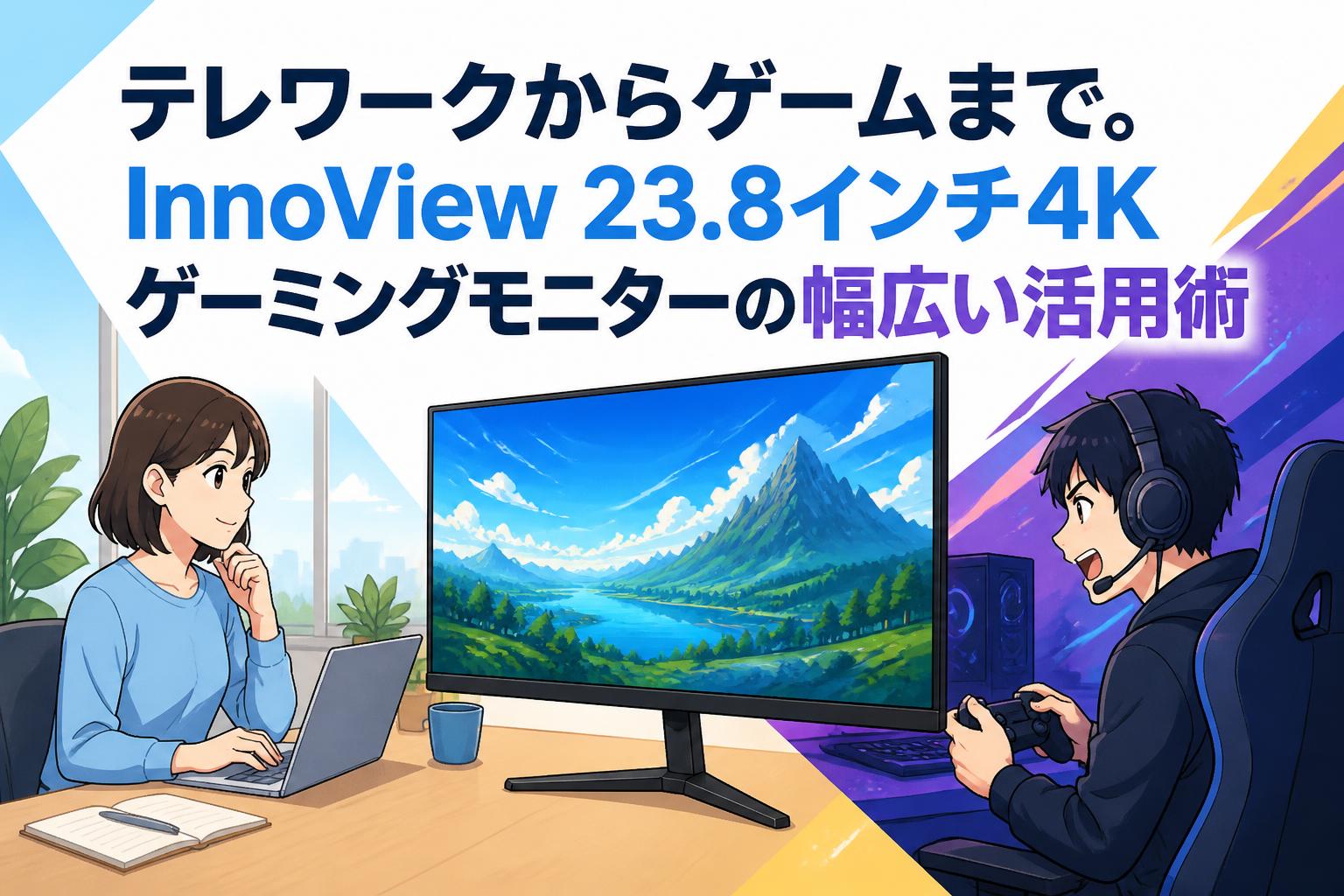 テレワークからゲームまで。InnoView 23.8インチ4Kゲーミングモニターの幅広い活用術
