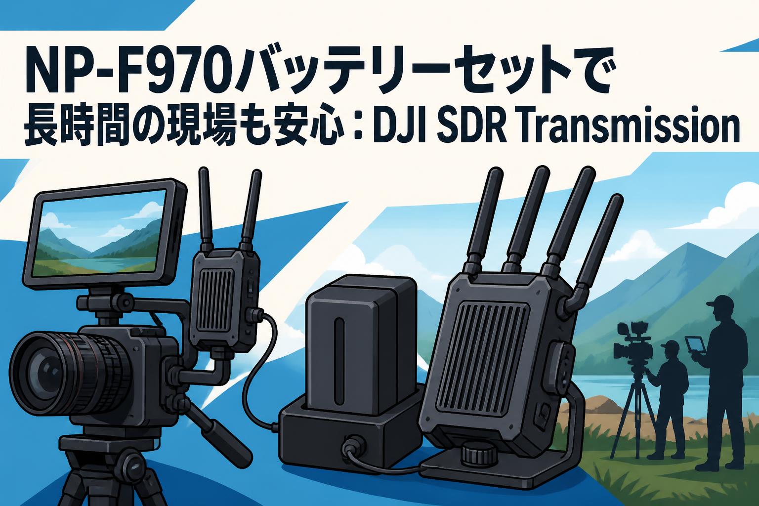 NP-F970バッテリーセットで長時間の現場も安心：DJI SDR Transmission
