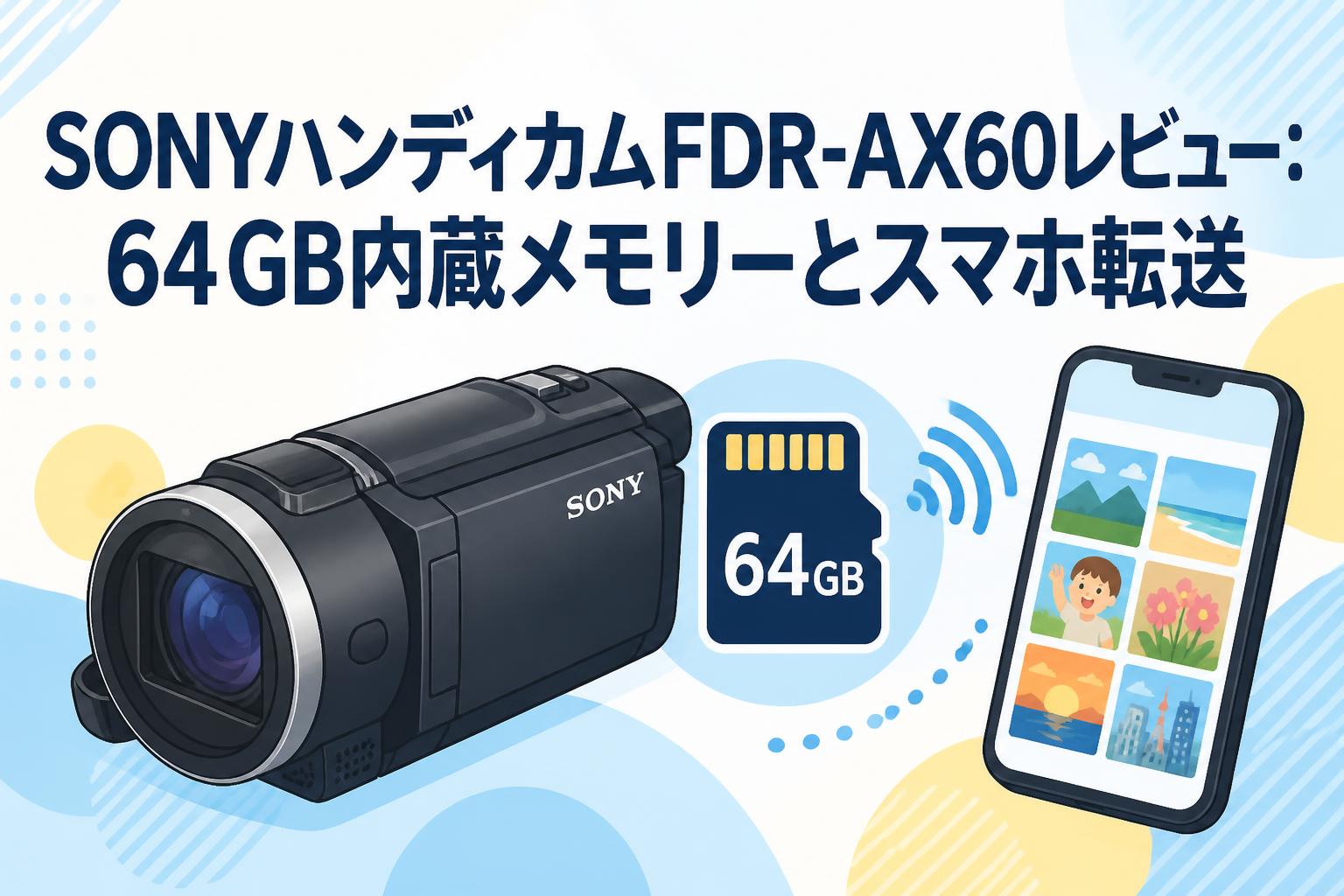 SONYハンディカムFDR-AX60レビュー：64GB内蔵メモリーとスマホ転送