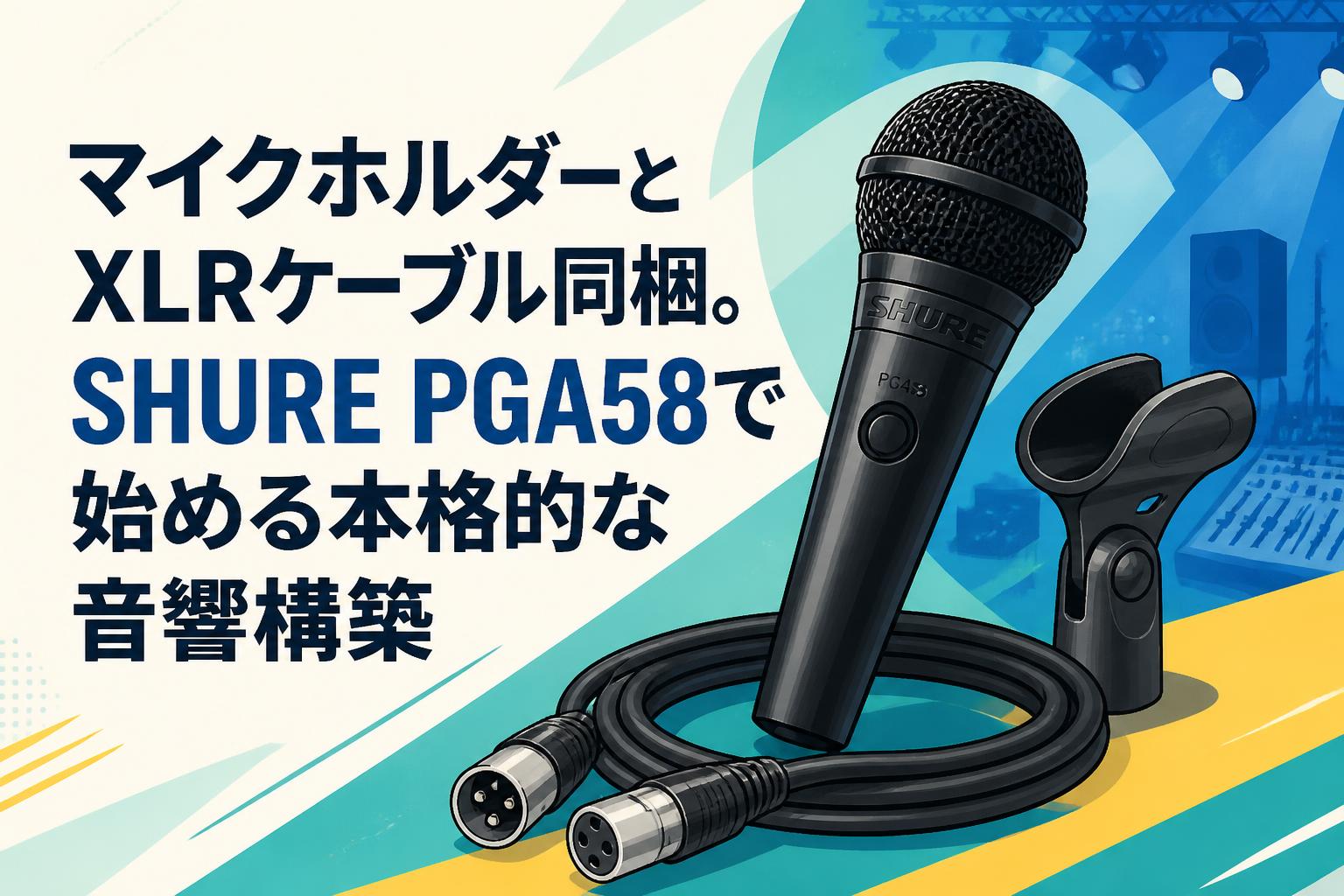 マイクホルダーとXLRケーブル同梱。SHURE PGA58で始める本格的な音響構築