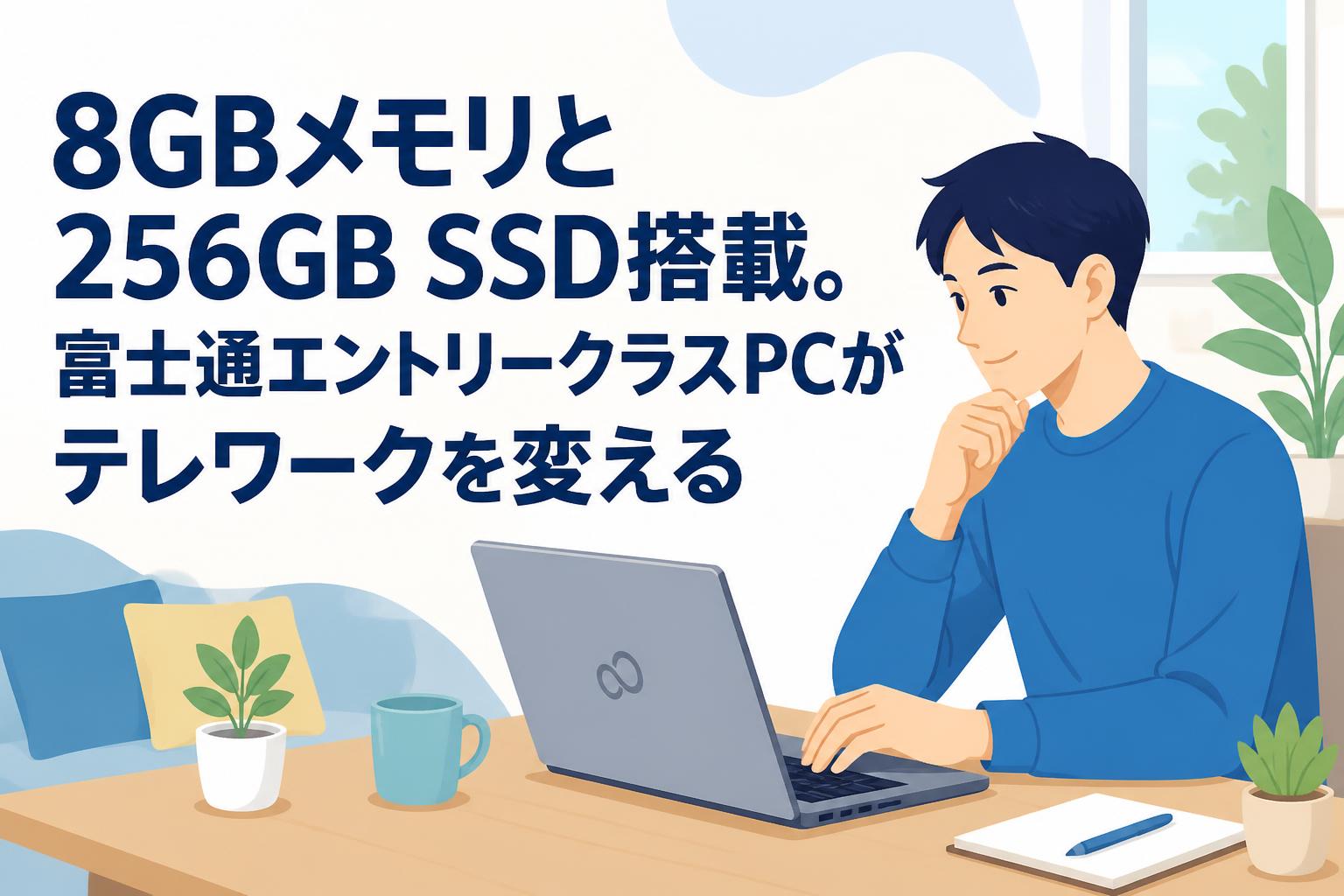 8GBメモリと256GB SSD搭載。富士通エントリークラスPCがテレワークを変える