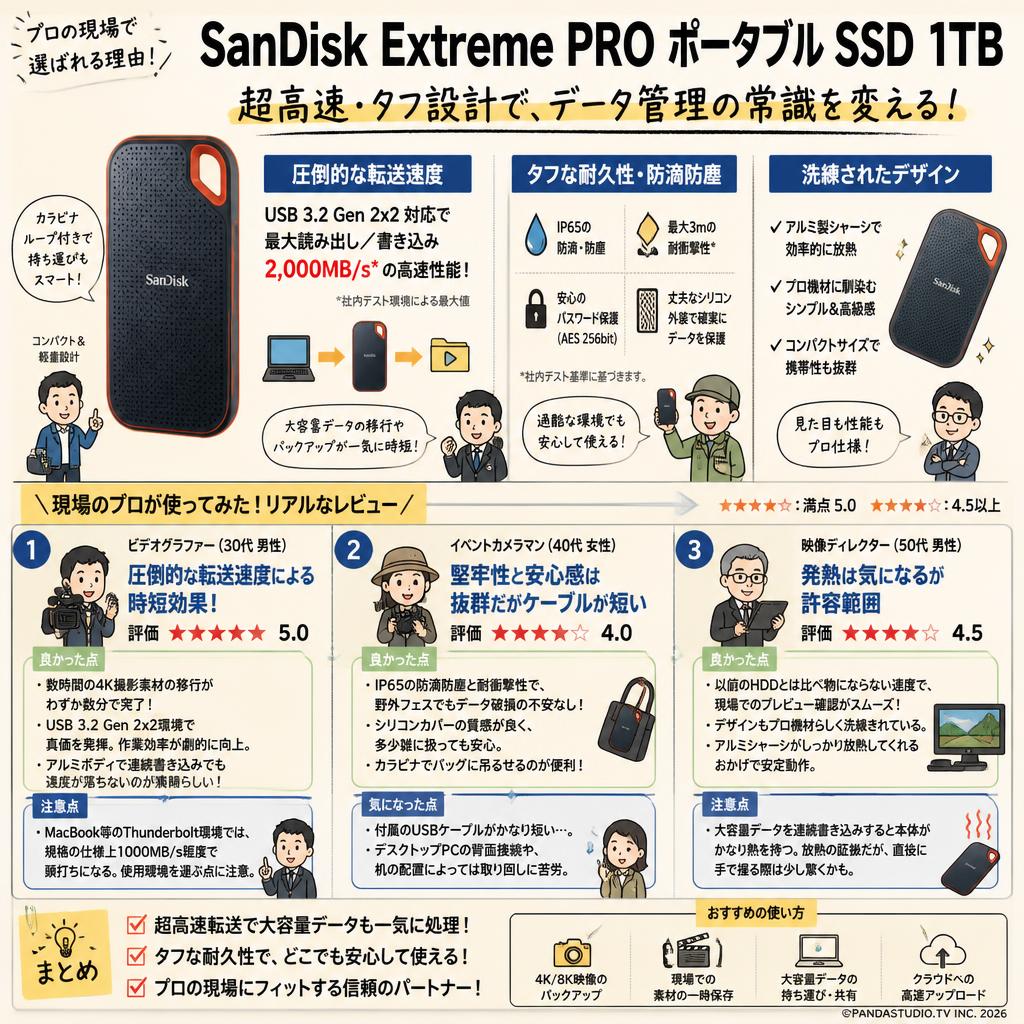 SanDisk Extreme PRO ポータブル SSD 1TB インターネット上のお客様の声（評判）