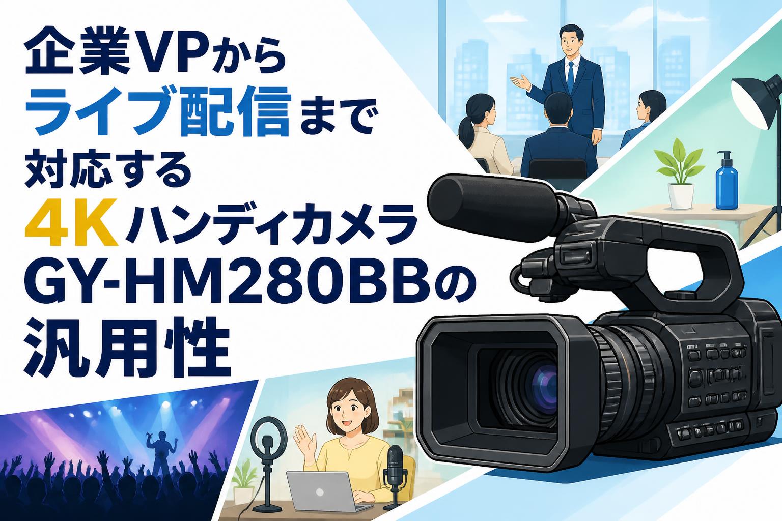 企業VPからライブ配信まで対応する4KハンディカメラGY-HM280BBの汎用性