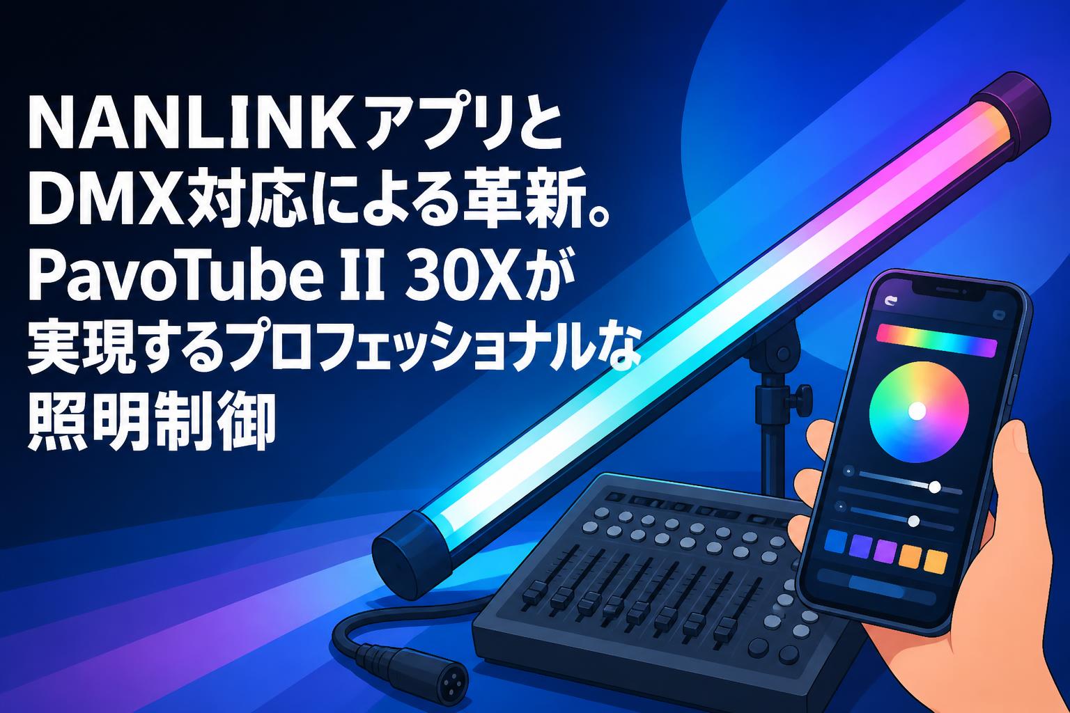 NANLINKアプリとDMX対応による革新。PavoTube II 30Xが実現するプロフェッショナルな照明制御