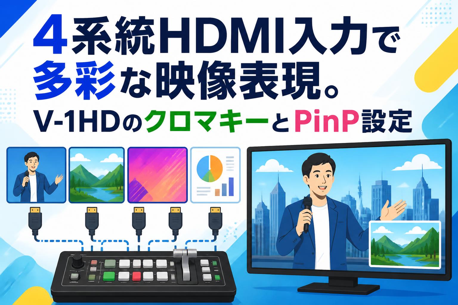 4系統HDMI入力で多彩な映像表現。V-1HDのクロマキーとPinP設定