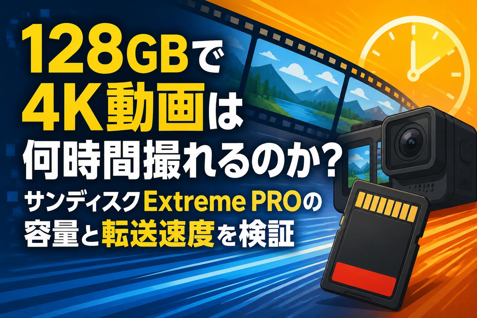 128GBで4K動画は何時間撮れるのか？サンディスクExtreme PROの容量と転送速度を検証